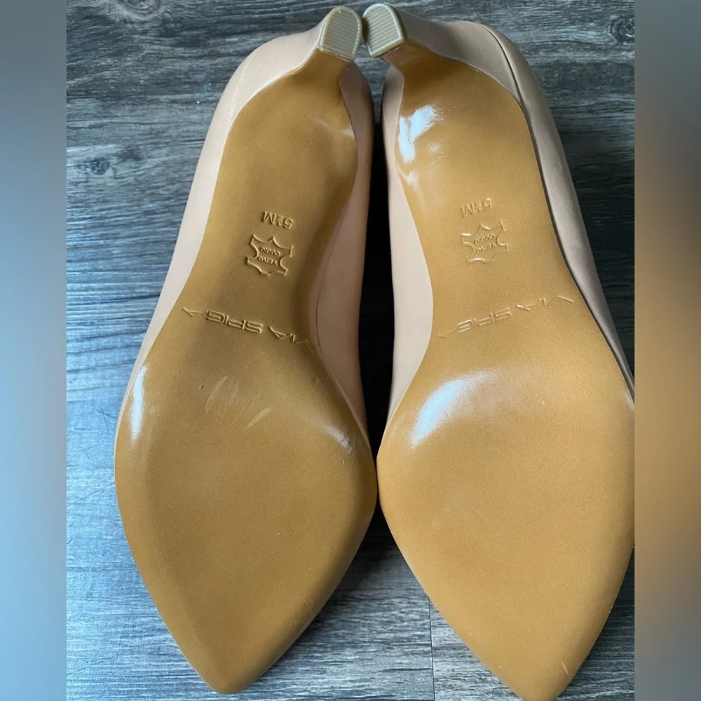 NEW Via Spiga Nude Beige Women’s leather Heels Size 5.5 - Picture 10 of 13